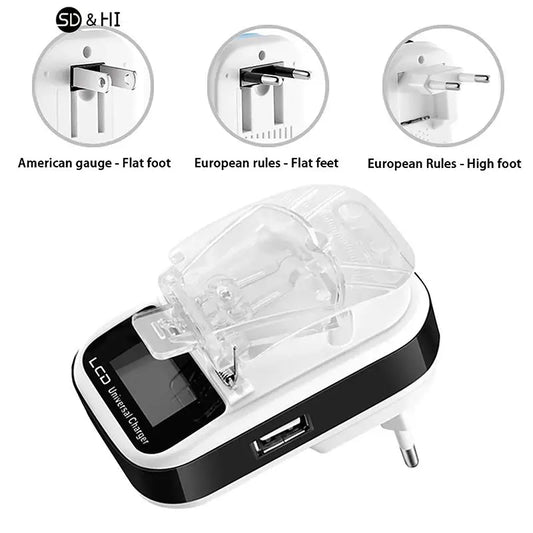 Cargador Universal de Baterías con LCD y USB.