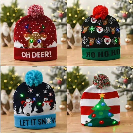 Gorro Navideño Tejido con Luces LED integradas.