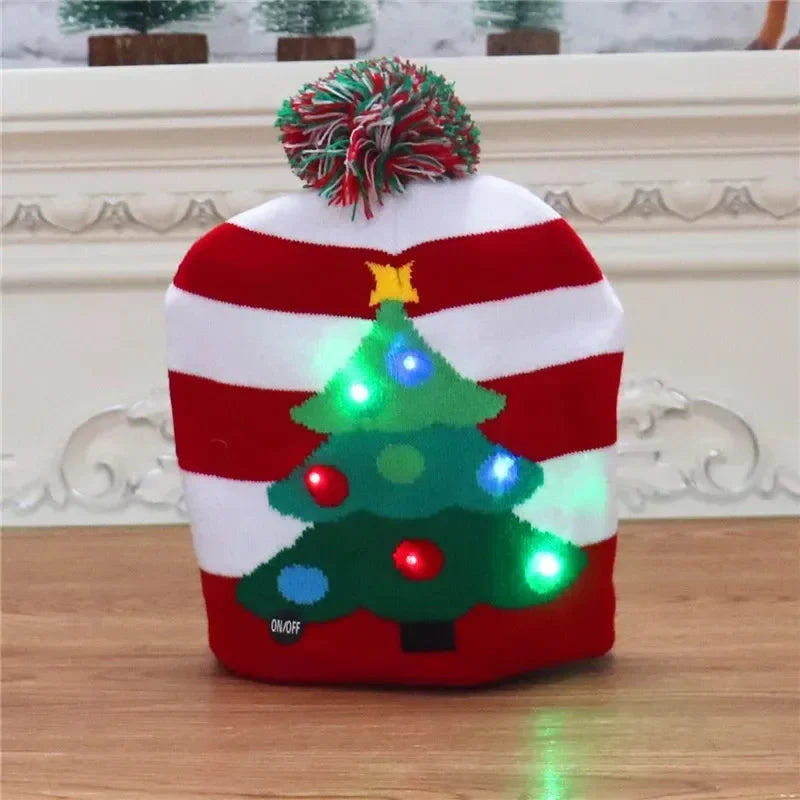 Gorro Navideño Tejido con Luces LED integradas.