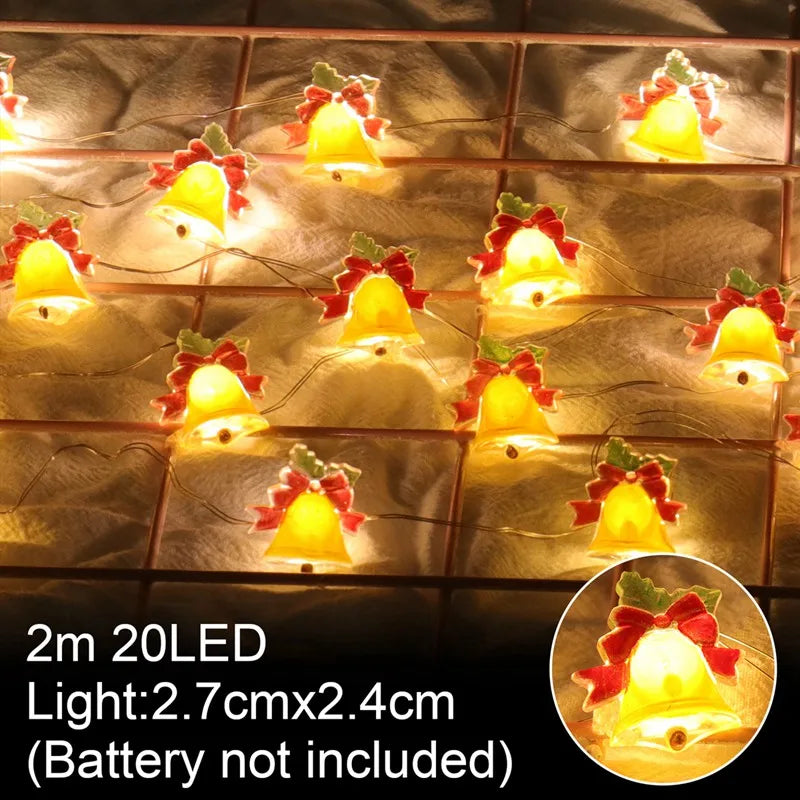 Guirnalda LED de Muñecos de Nieve  Navideña a Pilas.