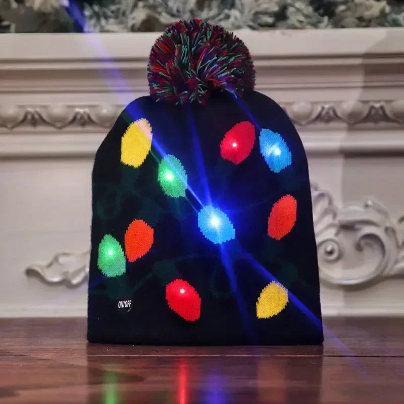 Gorro Navideño Tejido con Luces LED integradas.