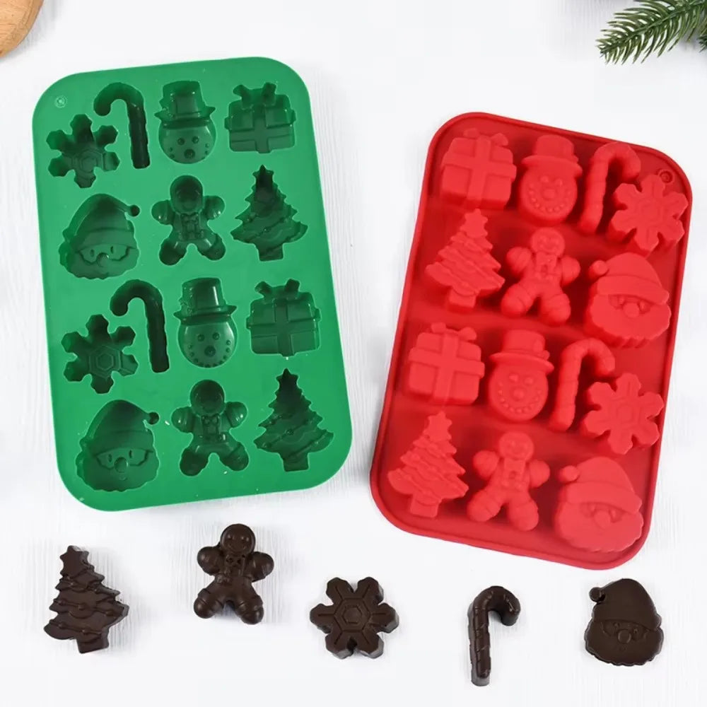 Moldes de Silicona Navideños para Chocolate, Hielo o Repostería.