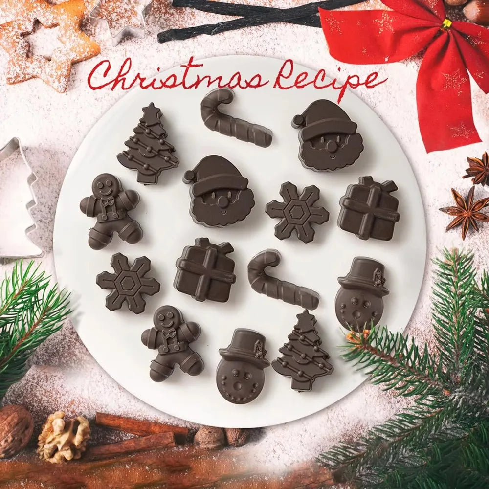 Moldes de Silicona Navideños para Chocolate, Hielo o Repostería.