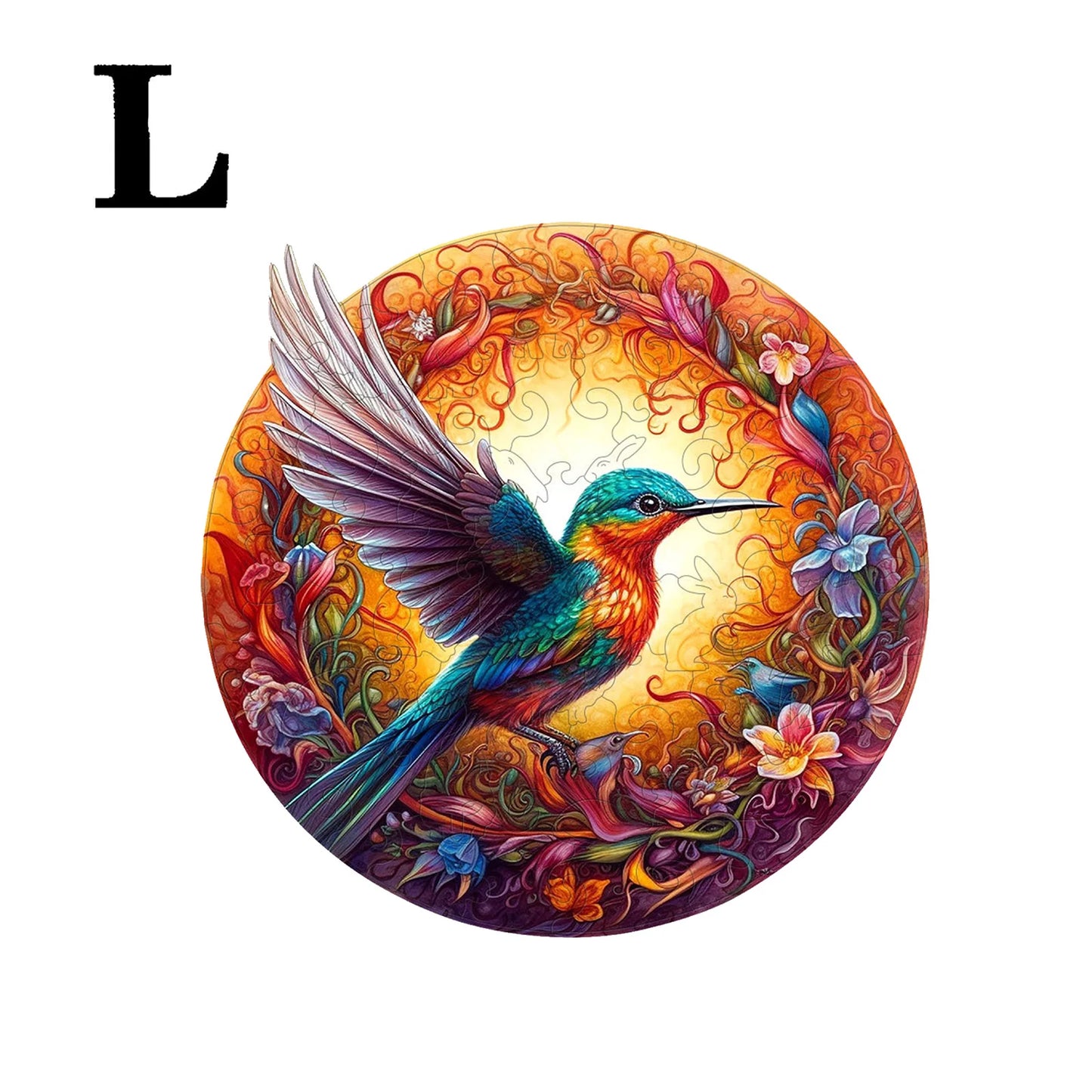 Rompecabezas de Madera Redondo – Diseño de Pavo Real Artístico.