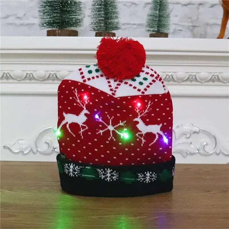 Gorro Navideño Tejido con Luces LED integradas.