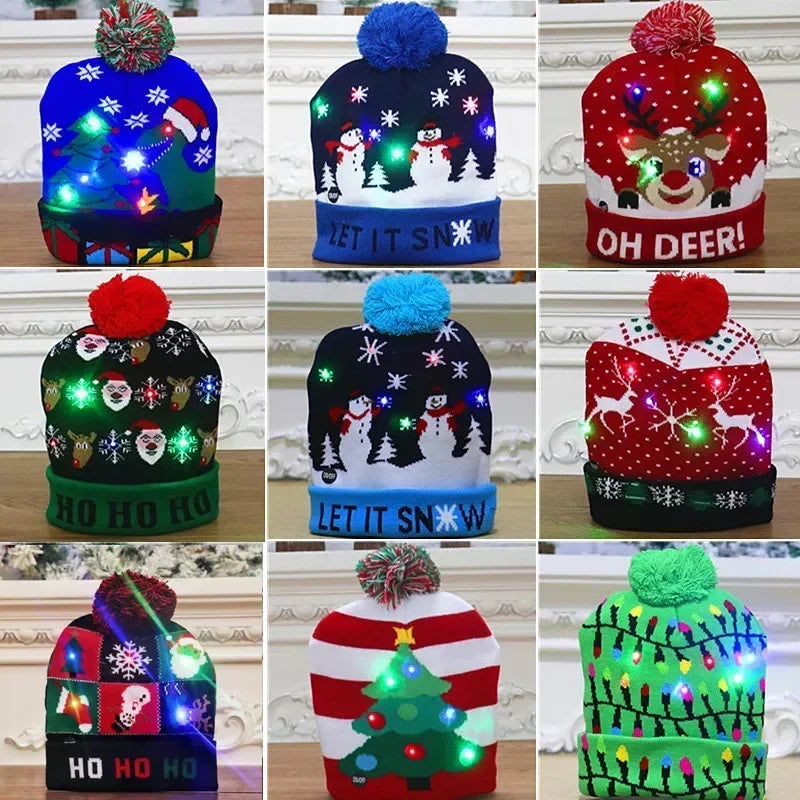 Gorro Navideño Tejido con Luces LED integradas.