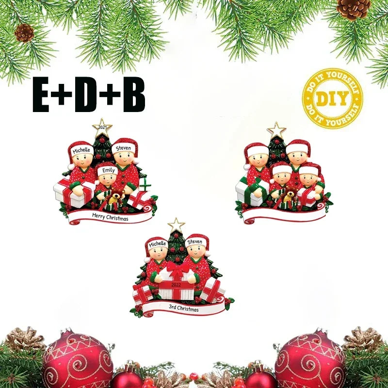 Adorno Navideño Familiar Personalizable en Resina - Para Arbol o Hogar.