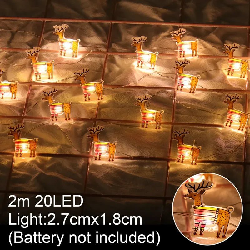 Guirnalda LED de Muñecos de Nieve  Navideña a Pilas.