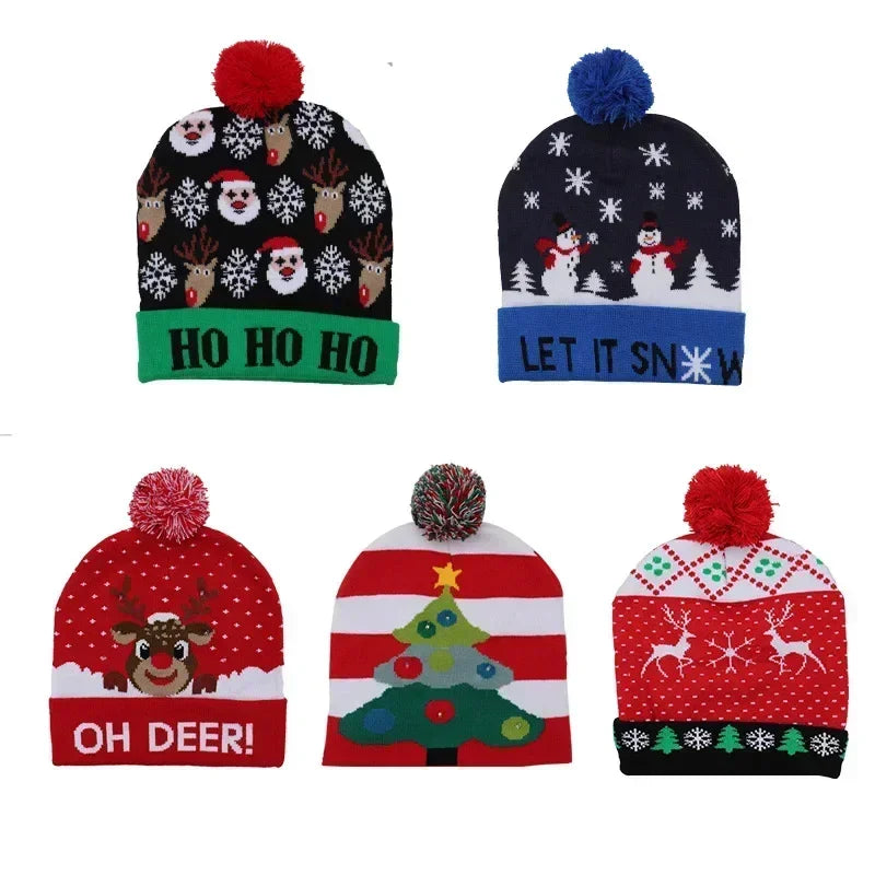 Gorro Navideño Tejido con Luces LED integradas.
