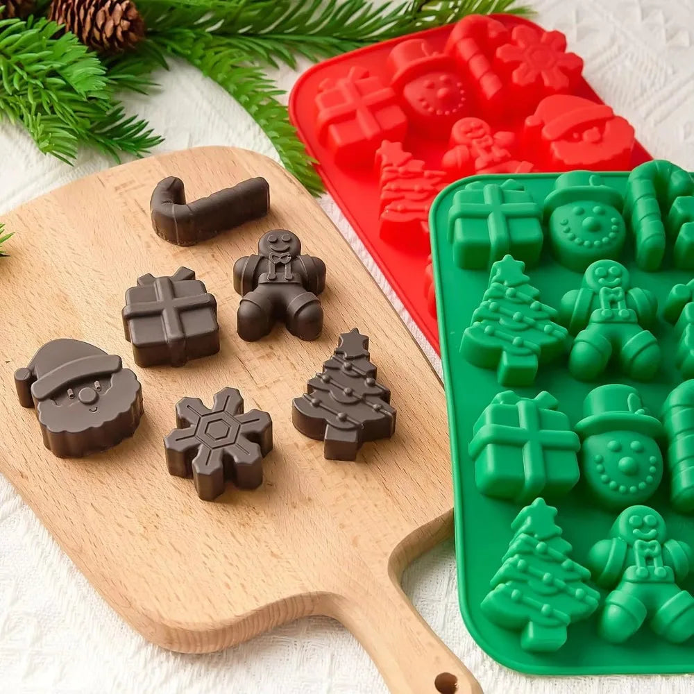 Moldes de Silicona Navideños para Chocolate, Hielo o Repostería.