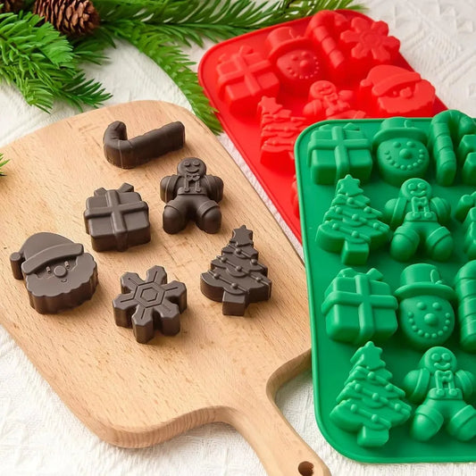 Moldes de Silicona Navideños para Chocolate, Hielo o Repostería.