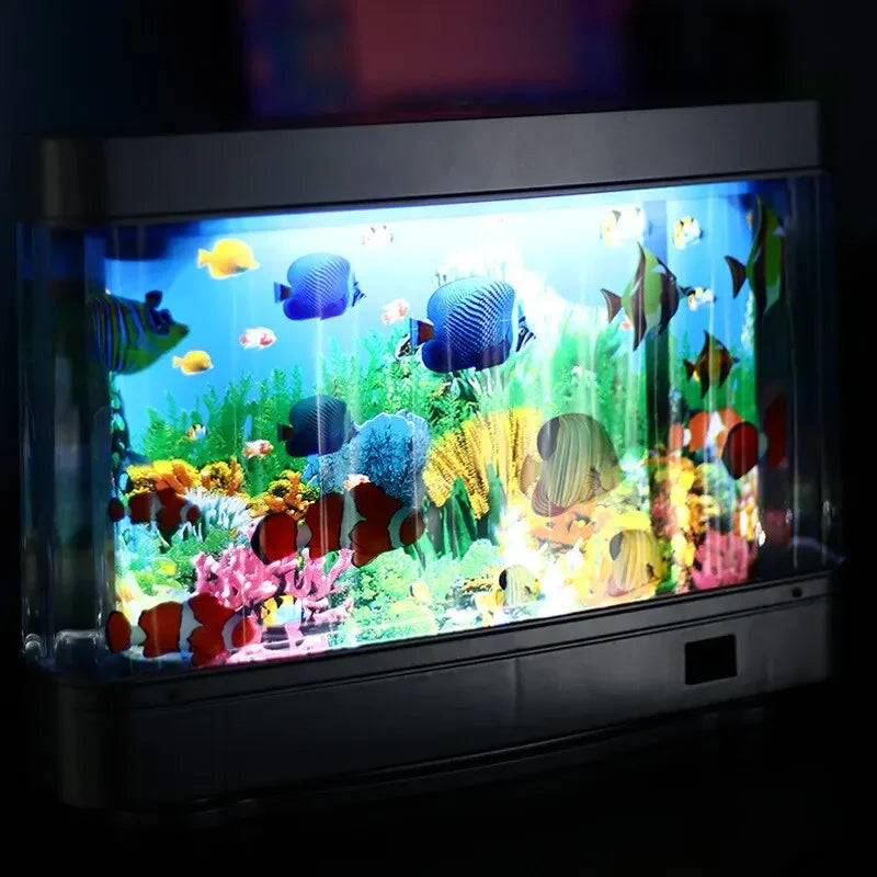 Acuario LED de Océano Virtual – Decoración con Peces en Movimiento.
