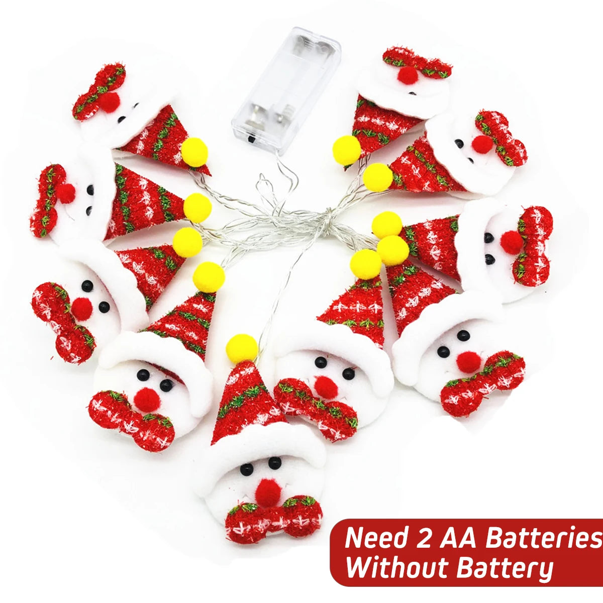 Guirnalda LED de Muñecos de Nieve  Navideña a Pilas.