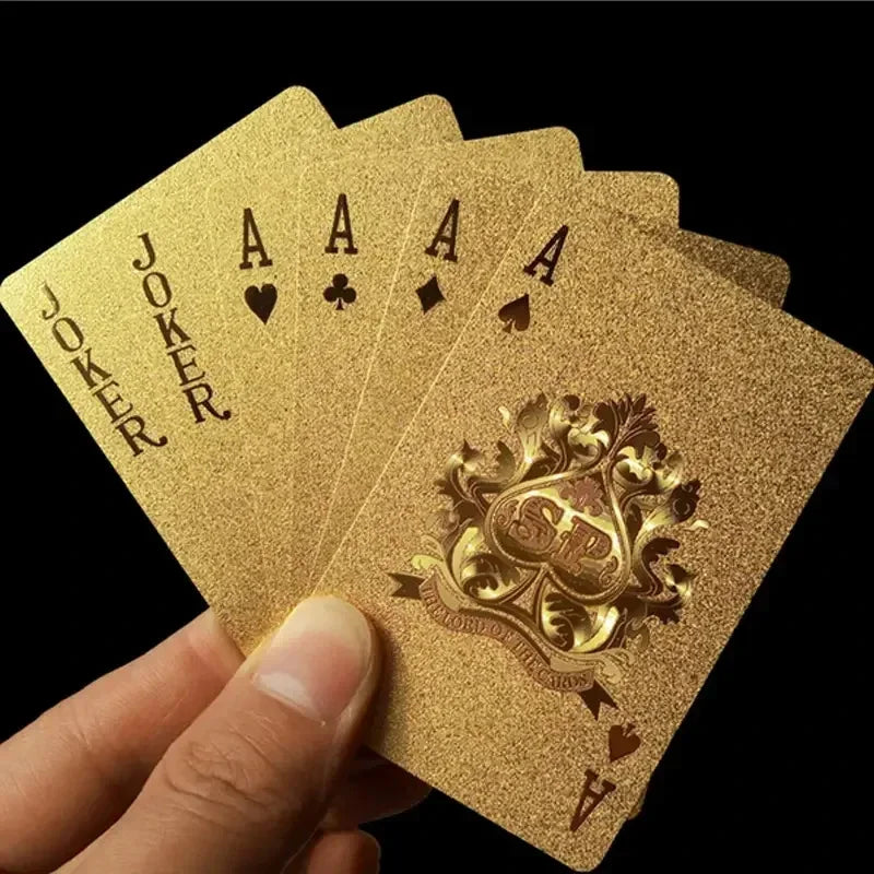 Baraja de Cartas Doradas Estilo 24 Quilates – Poker y Regalo.