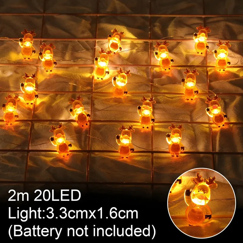 Guirnalda LED de Muñecos de Nieve  Navideña a Pilas.