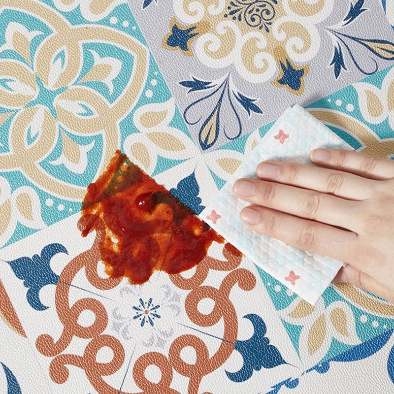 Alfombra de Cocina Antideslizante de PVC – Diseño Floral Largo.