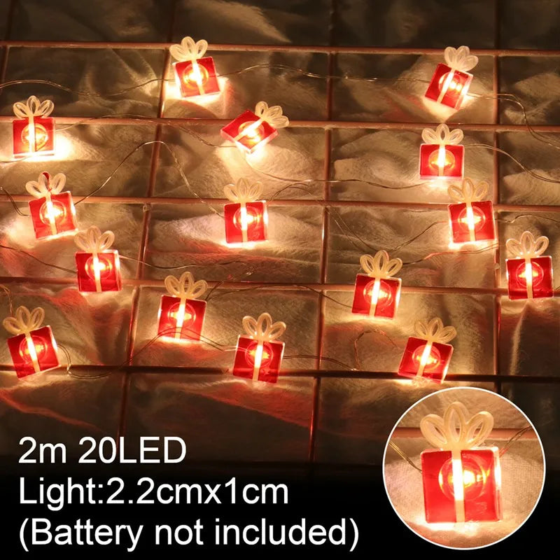 Guirnalda LED de Muñecos de Nieve  Navideña a Pilas.