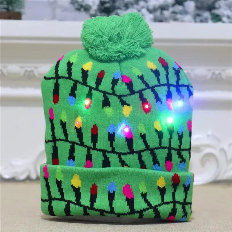 Gorro Navideño Tejido con Luces LED integradas.