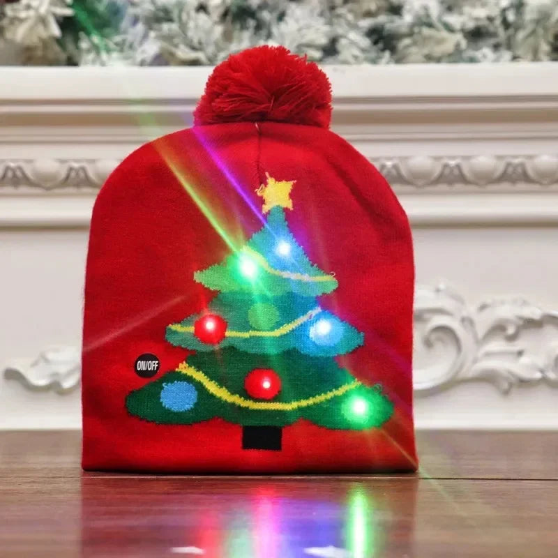 Gorro Navideño Tejido con Luces LED integradas.
