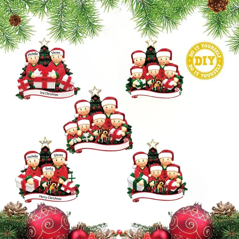 Adorno Navideño Familiar Personalizable en Resina - Para Arbol o Hogar.
