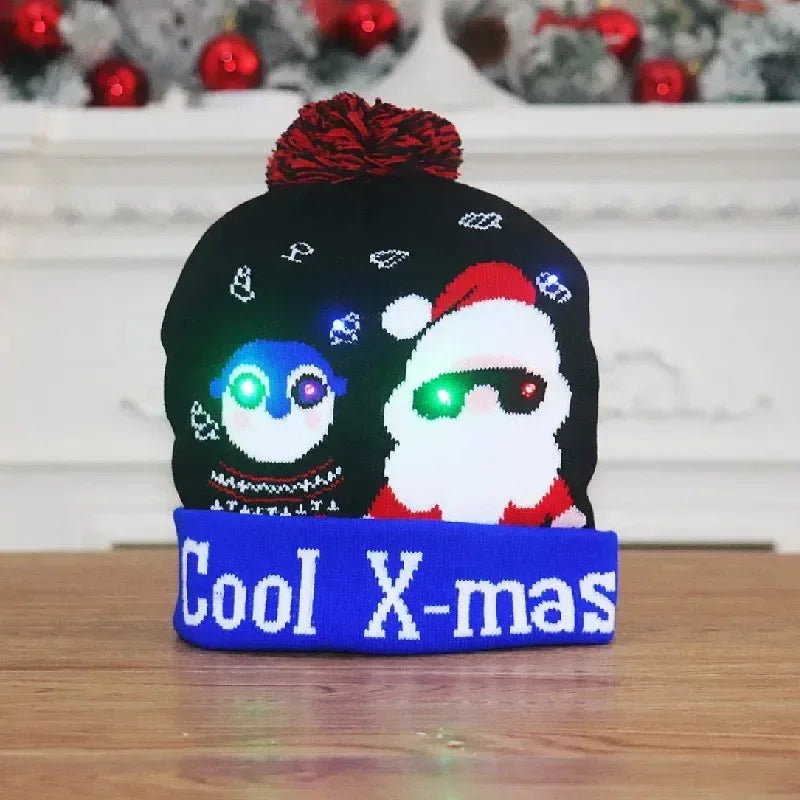 Gorro Navideño Tejido con Luces LED integradas.