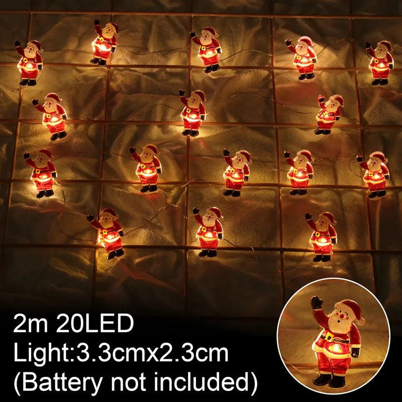 Guirnalda LED de Muñecos de Nieve  Navideña a Pilas.